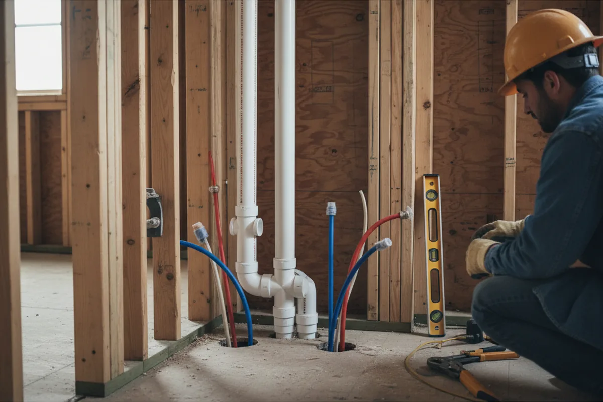 Drain and supply rough-in during Leak Detection in Town Creek